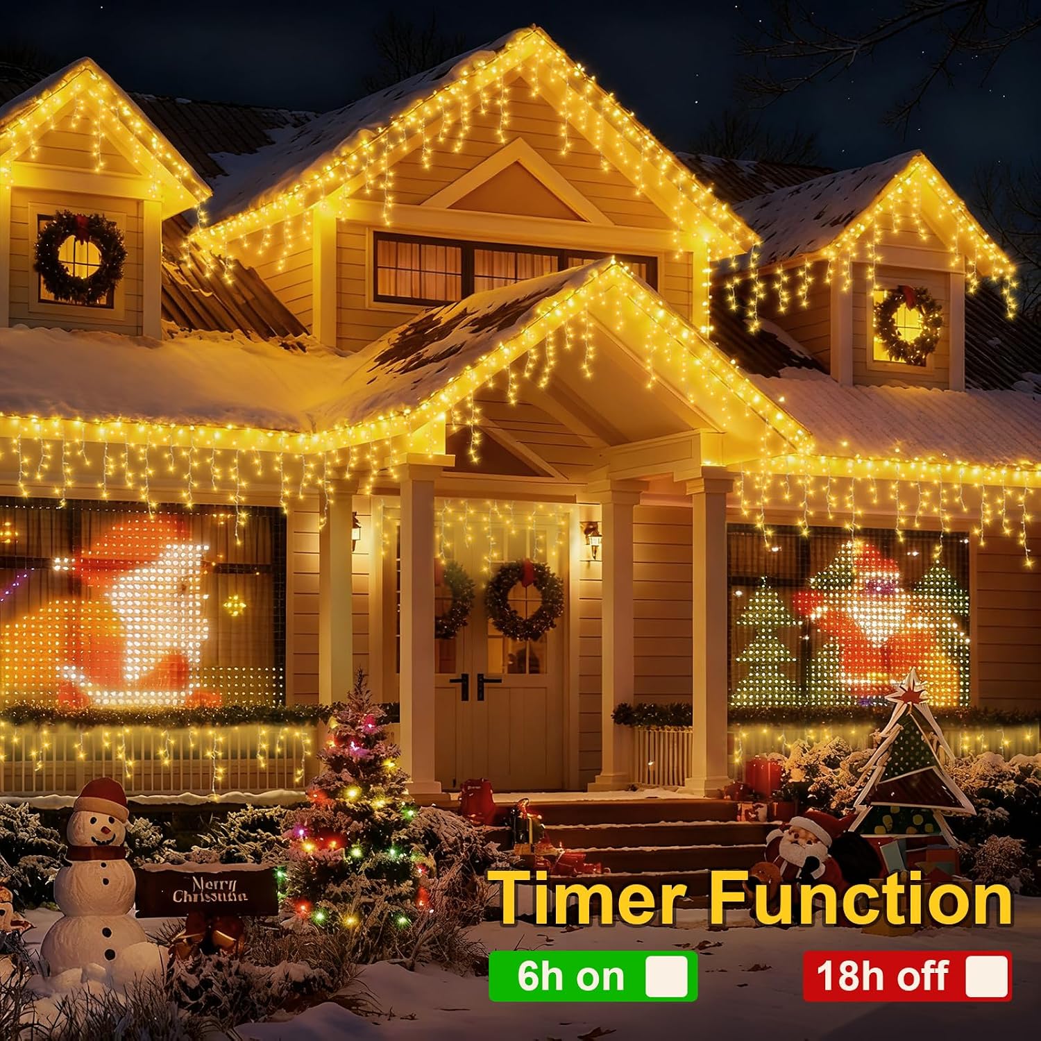 33ft 400 LED Icicle Lights Outdoor, 80 Drops Icicle Christmas Light Connectable, 8 Modes Warm White Xmas Icicle