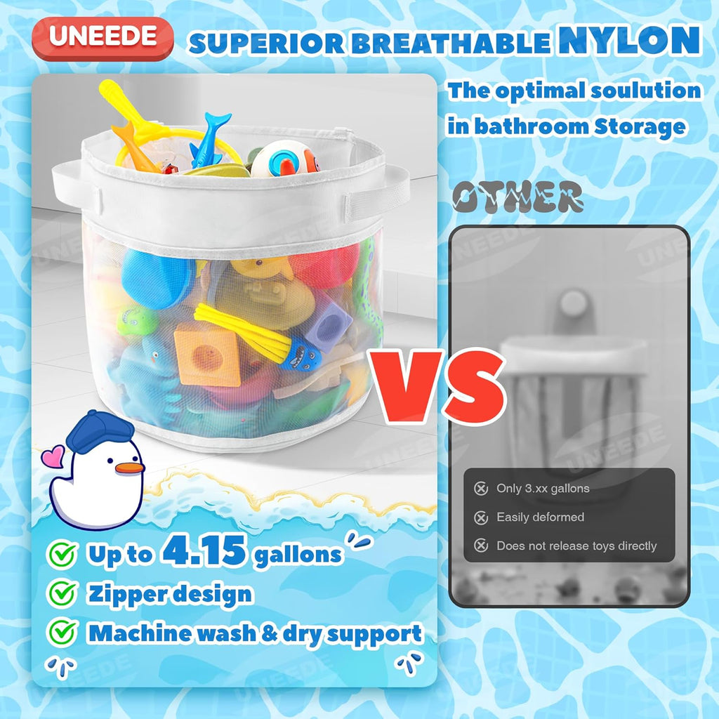 Bath Toy Organizer,4 Gallons Bathtub Toy Storage Organizer,Quick Access Bath Toy Holder For Bathtub,Baby