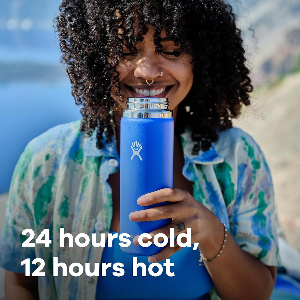 Water Bottle - Insulated Stainless Steel - Wide Mouth FLex Lid, Non Spill, Leakproof and Refillable in 32 Oz Moonshadow