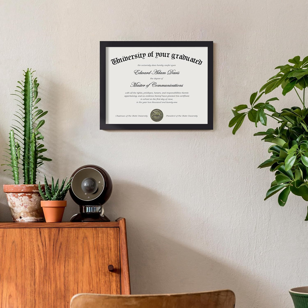 Certificate Frame, 8.5 by 11 Diploma Frames, 1 Pack, Black | Clear Plexiglass, 8.5x11 Document Degree Frames for