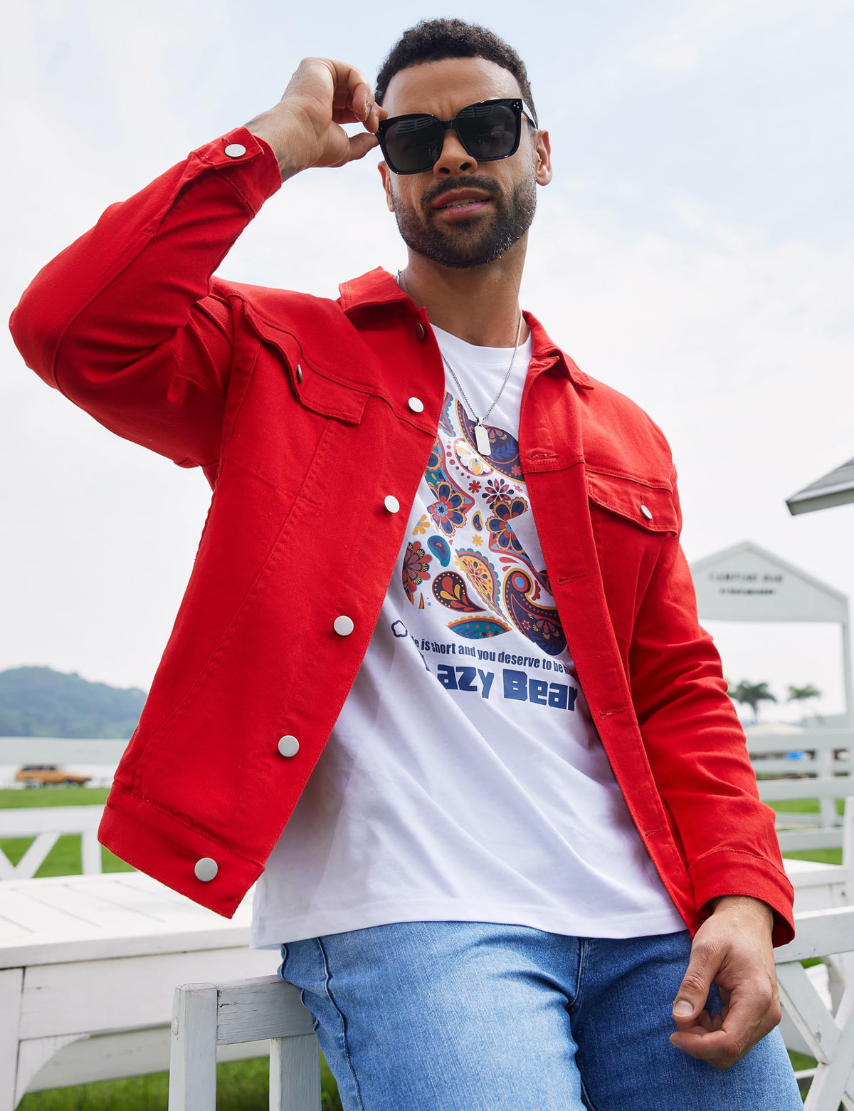 Denim Jackets for Men Trucker Jean Jacket Unlined Coats L