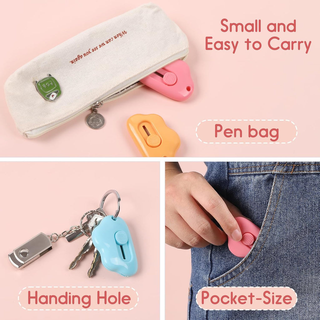 Cloud Box Cutter Retractable, 6Pcs Mini Utility Knife Letter Opener Envelope Slitter, Small Package Opener Paper