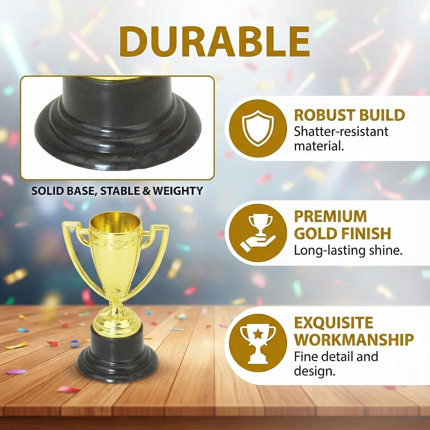 Mini Trophy Cups - Small Gold Trophies for Kids - Party Award Trophies for Sports Tournaments, Competitions and Parties