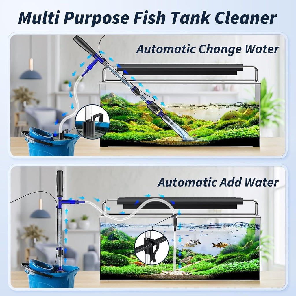 Fish Tank Cleaner - Aquarium Gravel Cleaner, 530GPH/32W Electric Fish Tank Cleaning Tools, Adjustable Water Flow