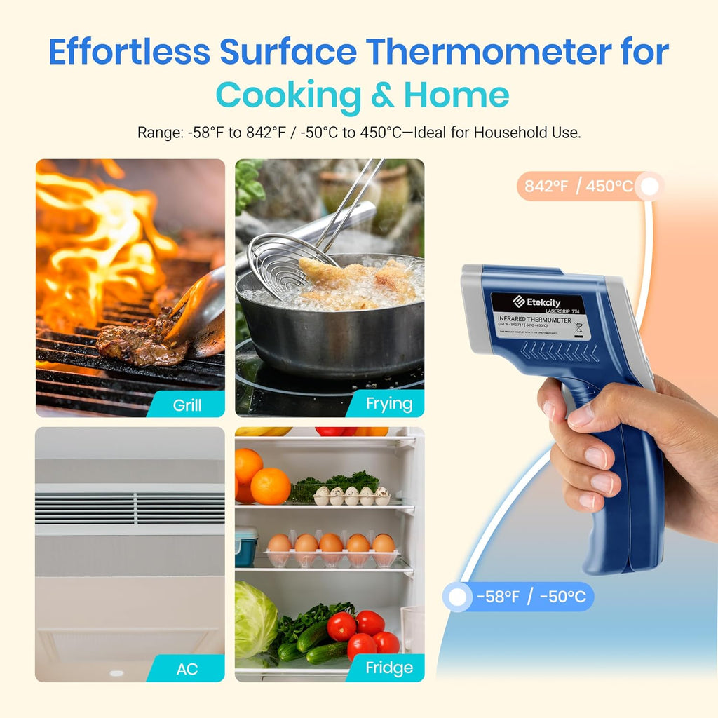 Infrared Thermometer Laser Temperature Gun 774, Blue