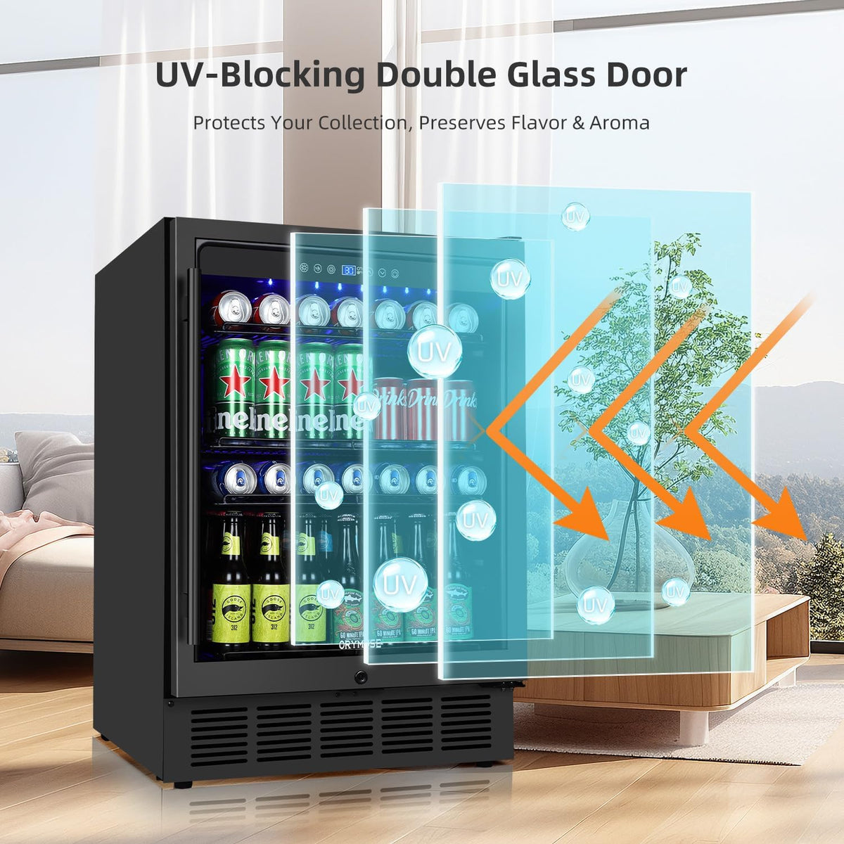 24 Inch Under Counter Beverage Refrigerator, 180 Can Drink Fridge