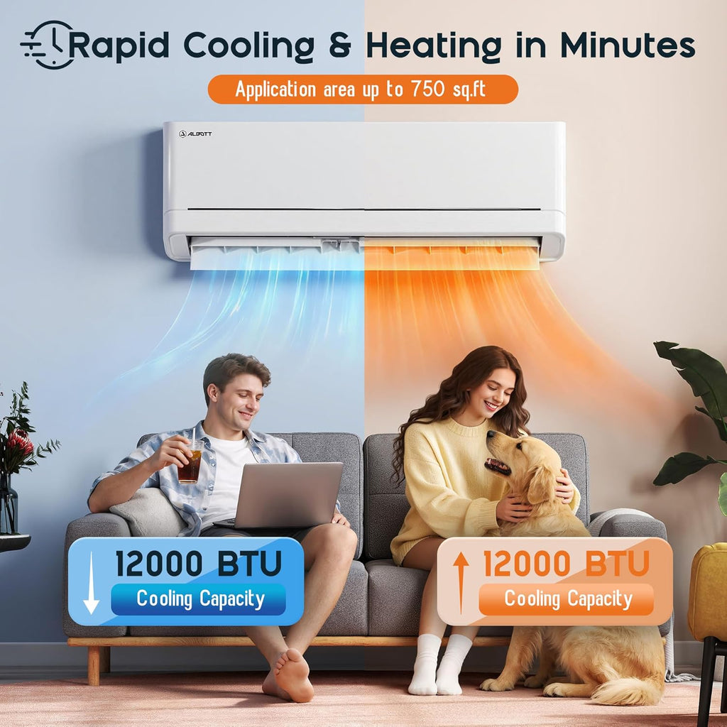 12,000 BTU Mini Split Air Conditioner and Heater SEER2 18, 115V | Inverter Energy-Efficient AC with Self-Cleaning