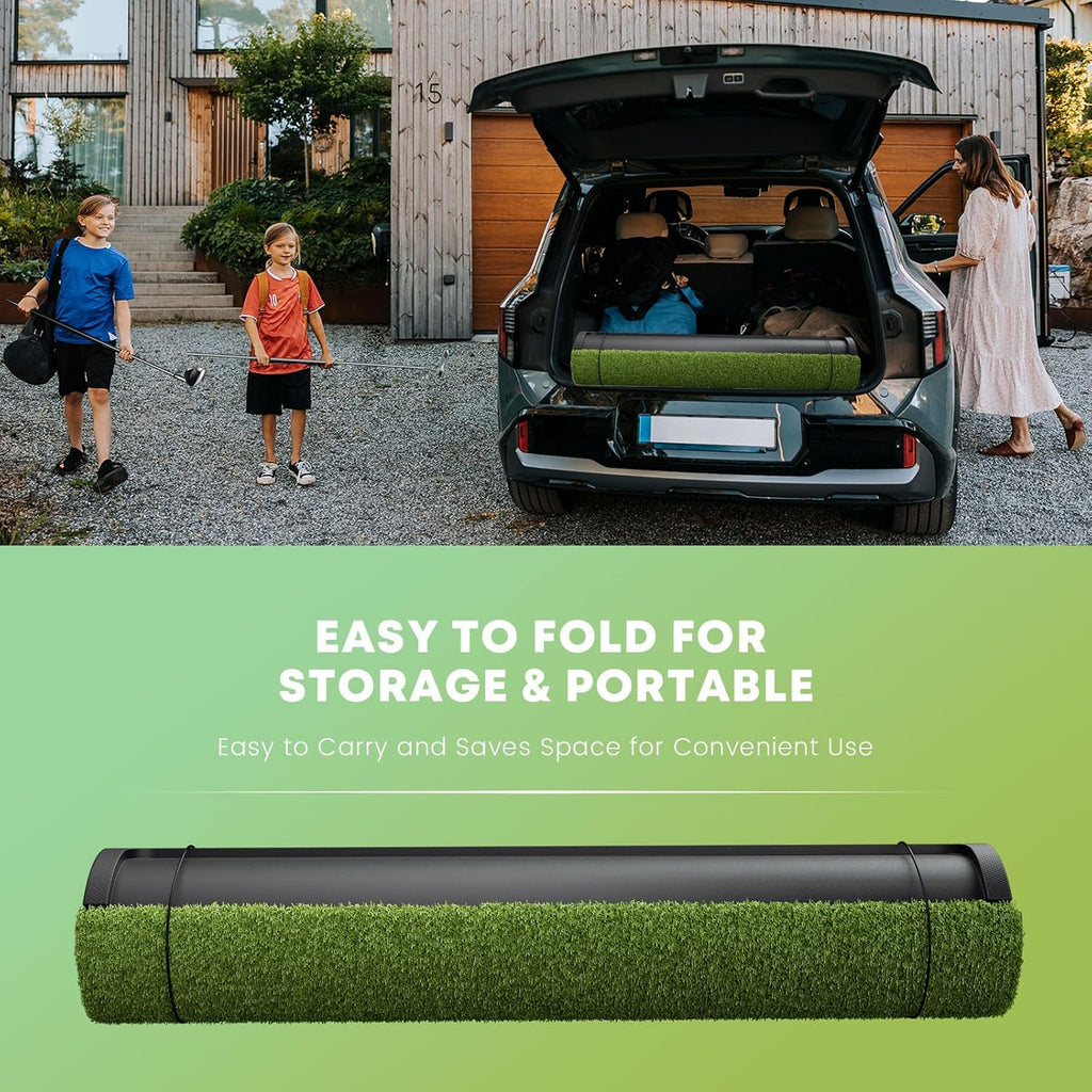 Integrated Golf Hitting Mat with Ball Tray, Thickening Golf Mats Practice Outdoor & Indoor Artificial Turf Matt with