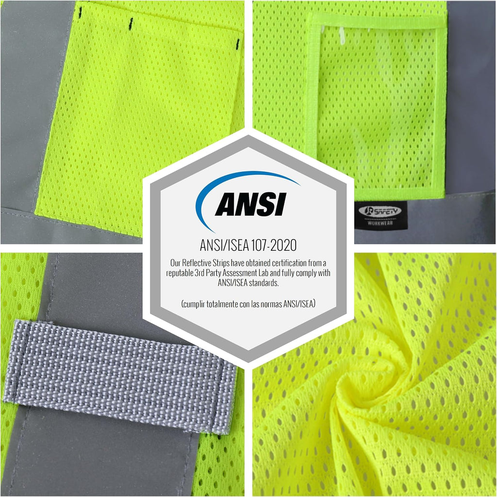 Safety Vest for men women Hi Vis Vest with Pockets and Zipper High Visibility Meet ANSI Standard（BX310