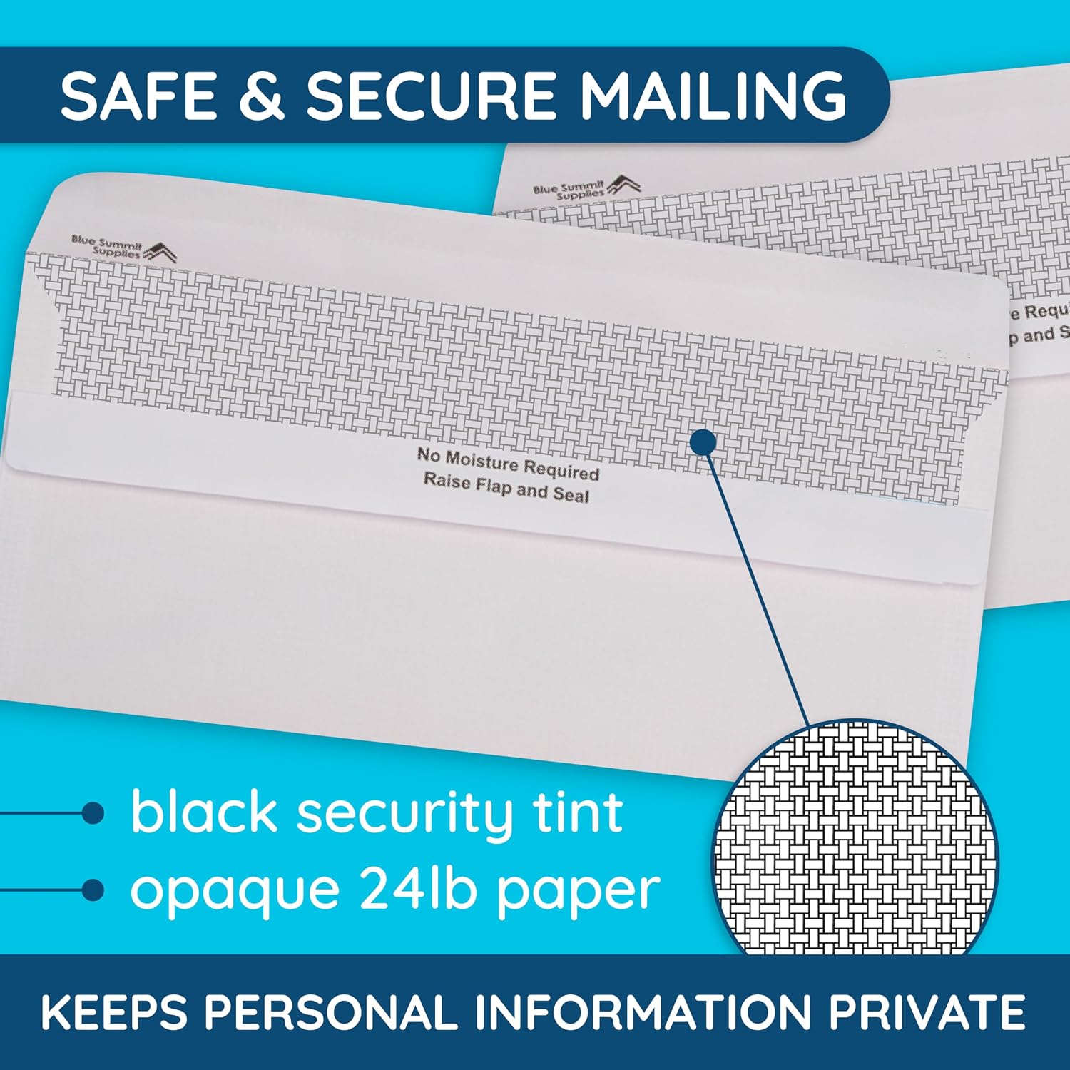 500#10 Left Window Security Envelopes, Flip & Seal