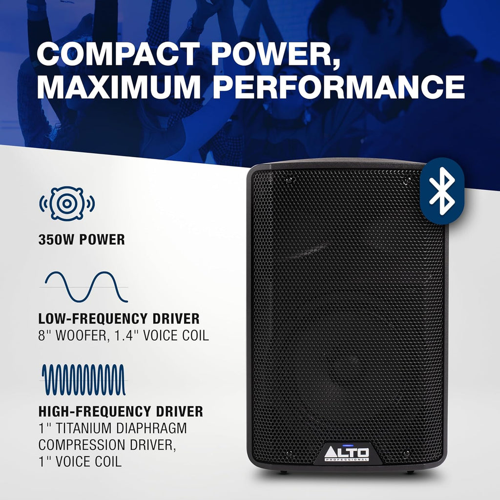 Party Mix Live DJ Controller and ALTO TX408 Powered PA Speakers Pair for Live Music, DJ sets, Events, Music production