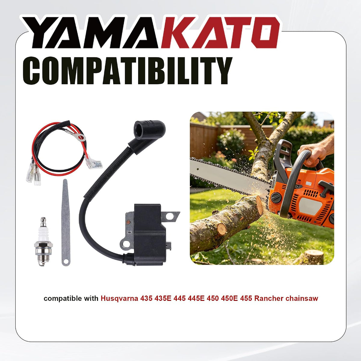 YAMAKATO 573935702 450 Chainsaw Ignition Coil for Husqvarna 435E 445E 450E