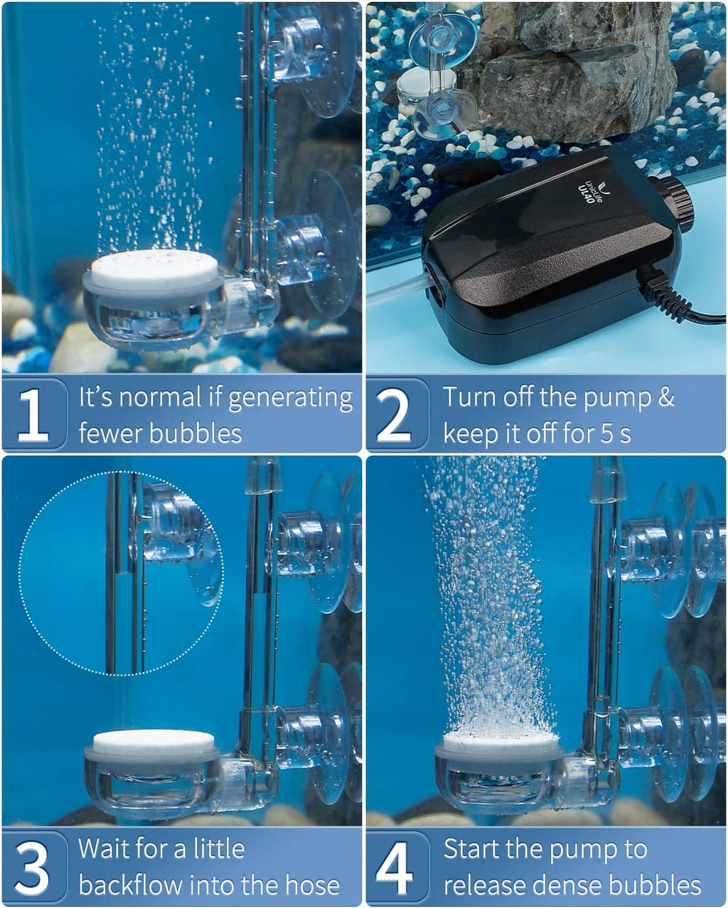 Aquarium Air Stone Disc Tiny Micro Bubble Diffuser Release Tool Kit with Suction Cup Air Control Valve and Check