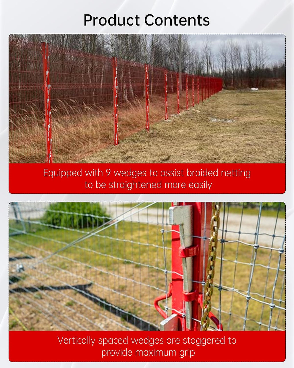 8ft Woven Wire Fence Stretcher Bar with 9 Wedges