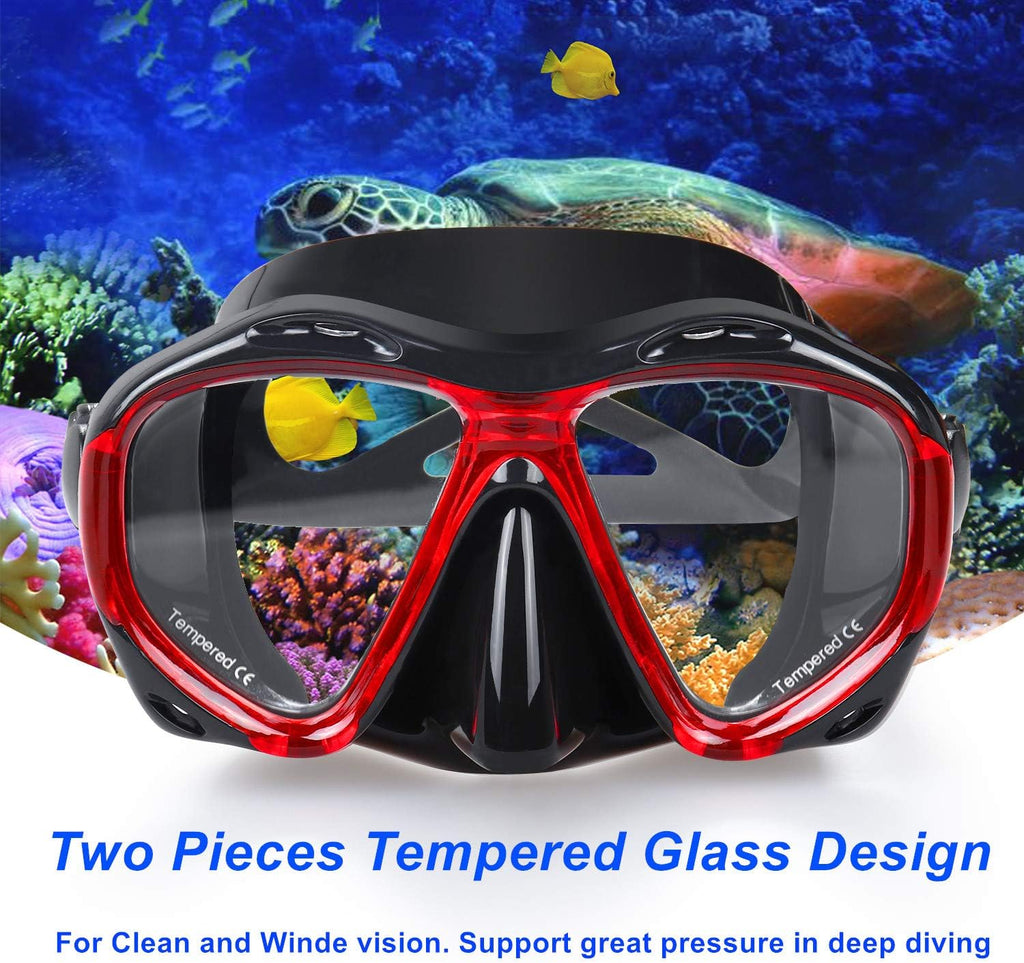 Snorkel Diving Mask Panoramic HD Swim Mask, Anti-Fog Scuba Diving Goggles,Tempered Glass Dive Mask Adult Youth Swim