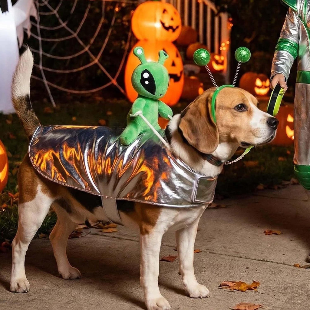 Halloween Alien Dog Costume Outfit Headband for Small Large Dog S