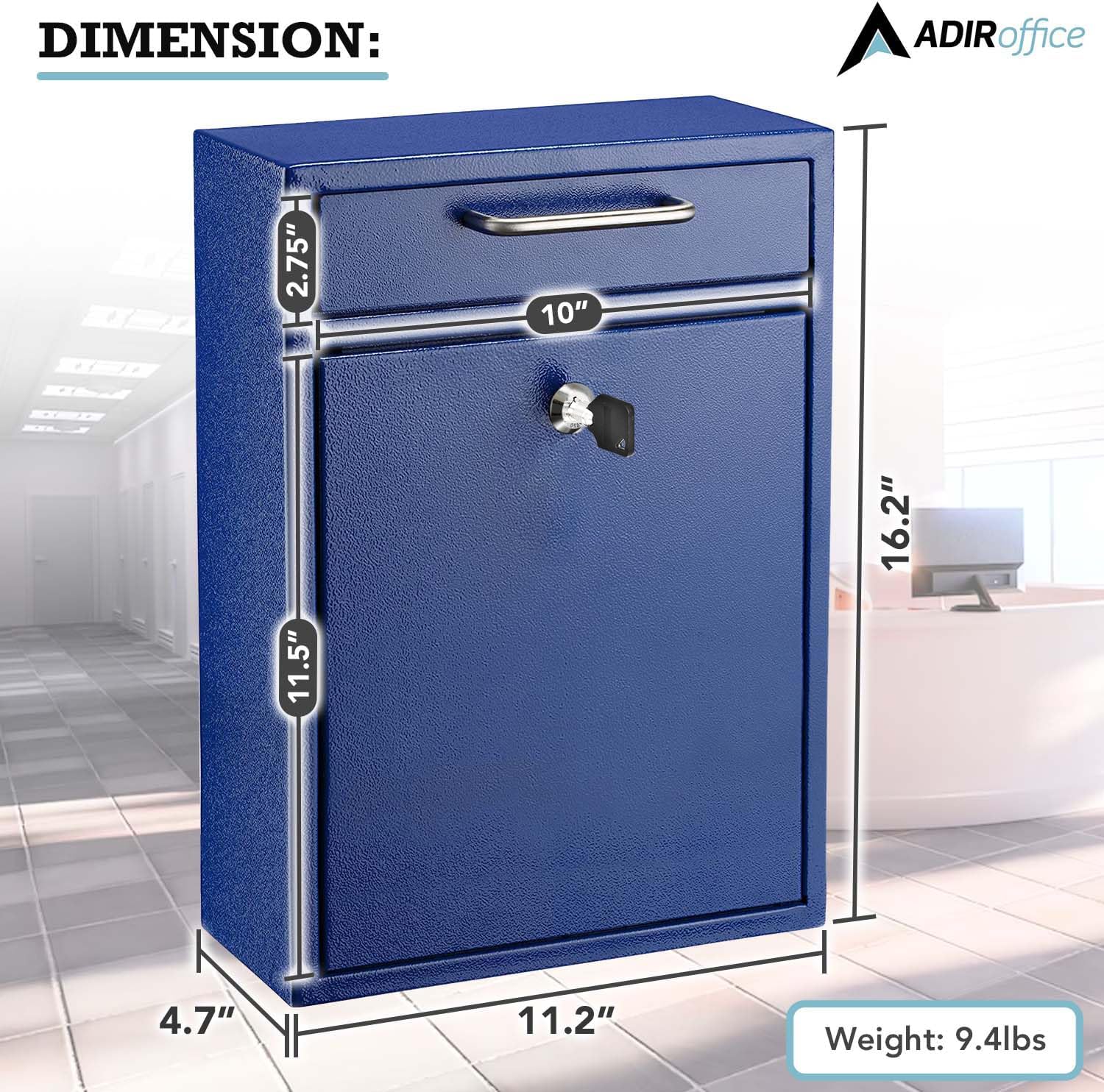 Mailboxes for Outside Wall Mount Large with Key Lock, Metal Locking Mailbox with Post Outdoor, Residential Mail Box