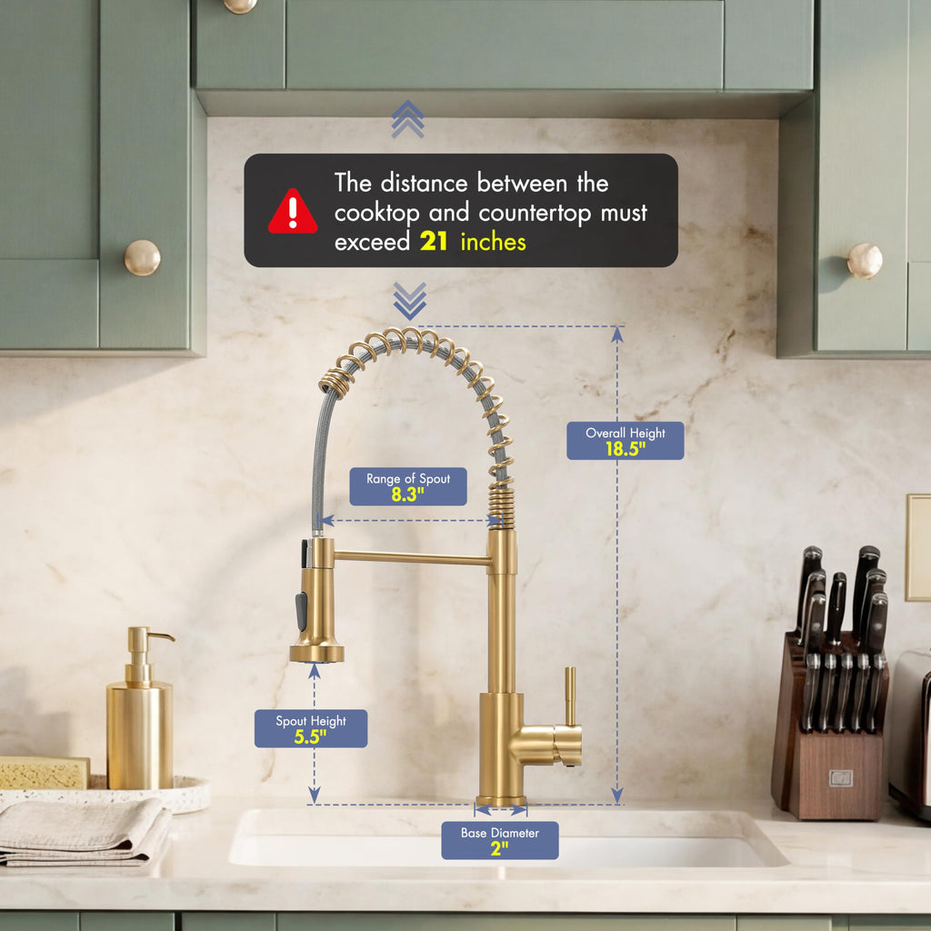 Kitchen Faucet with Pull Down Sprayer Brushed Gold
