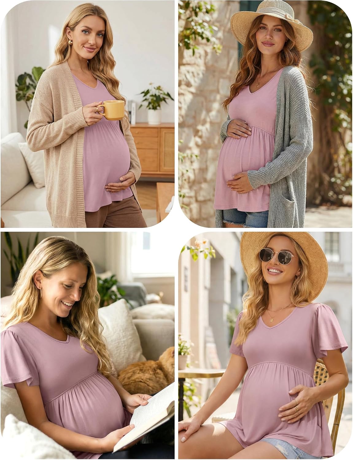 Maternity Shirts 3 Packs Summer Pregnancy Clothes Tops for Work