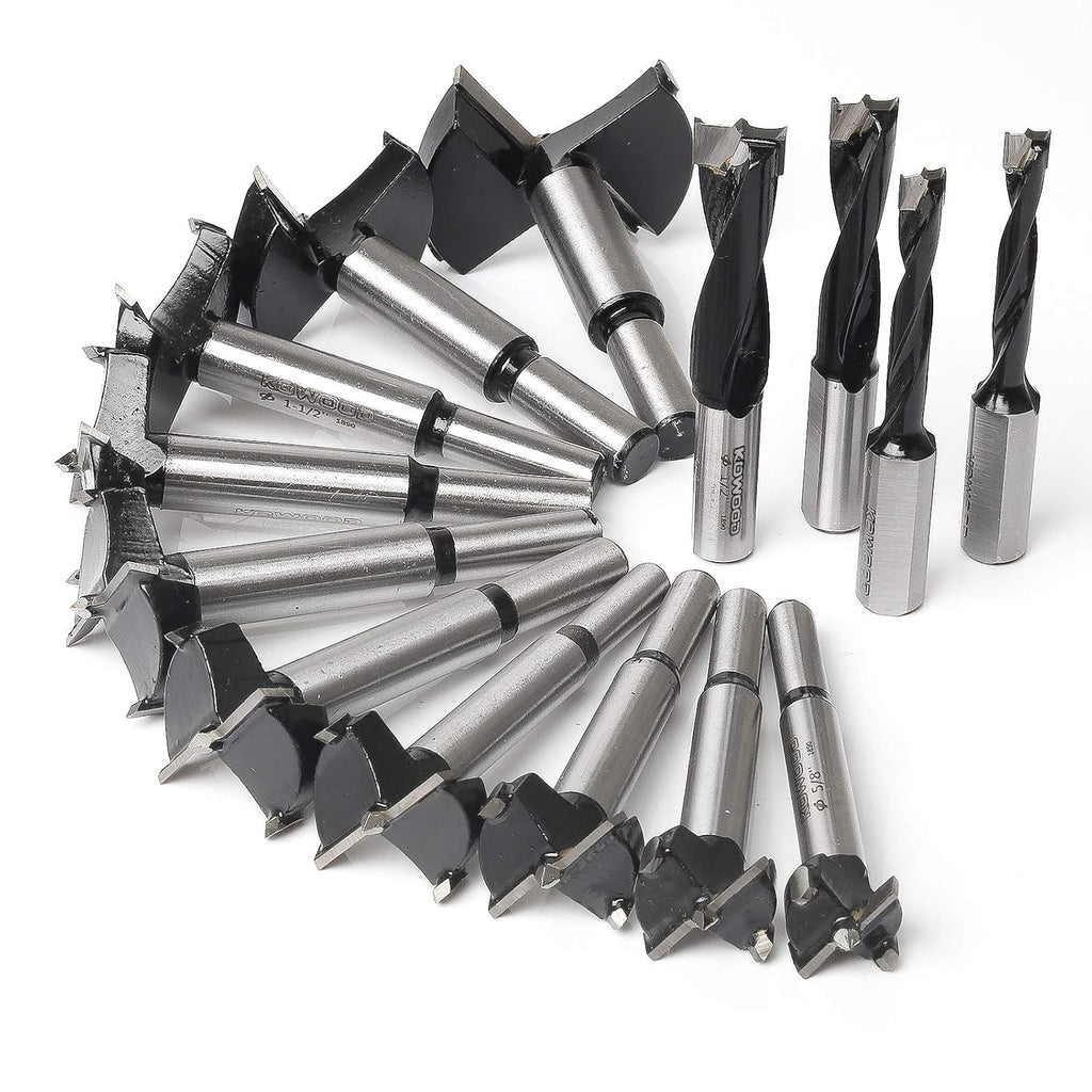 14 Piece Forstner Drill Bit for Woodworking, w/Carbide Tipped Forstner Bit for Hard Wood, Wood Drilling for Hard