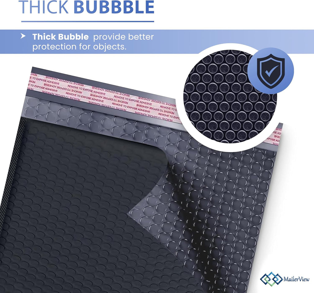 Black Bubble Mailers 8.5x12, Self Seal Poly Padded Envelopes #2, 100 Pack