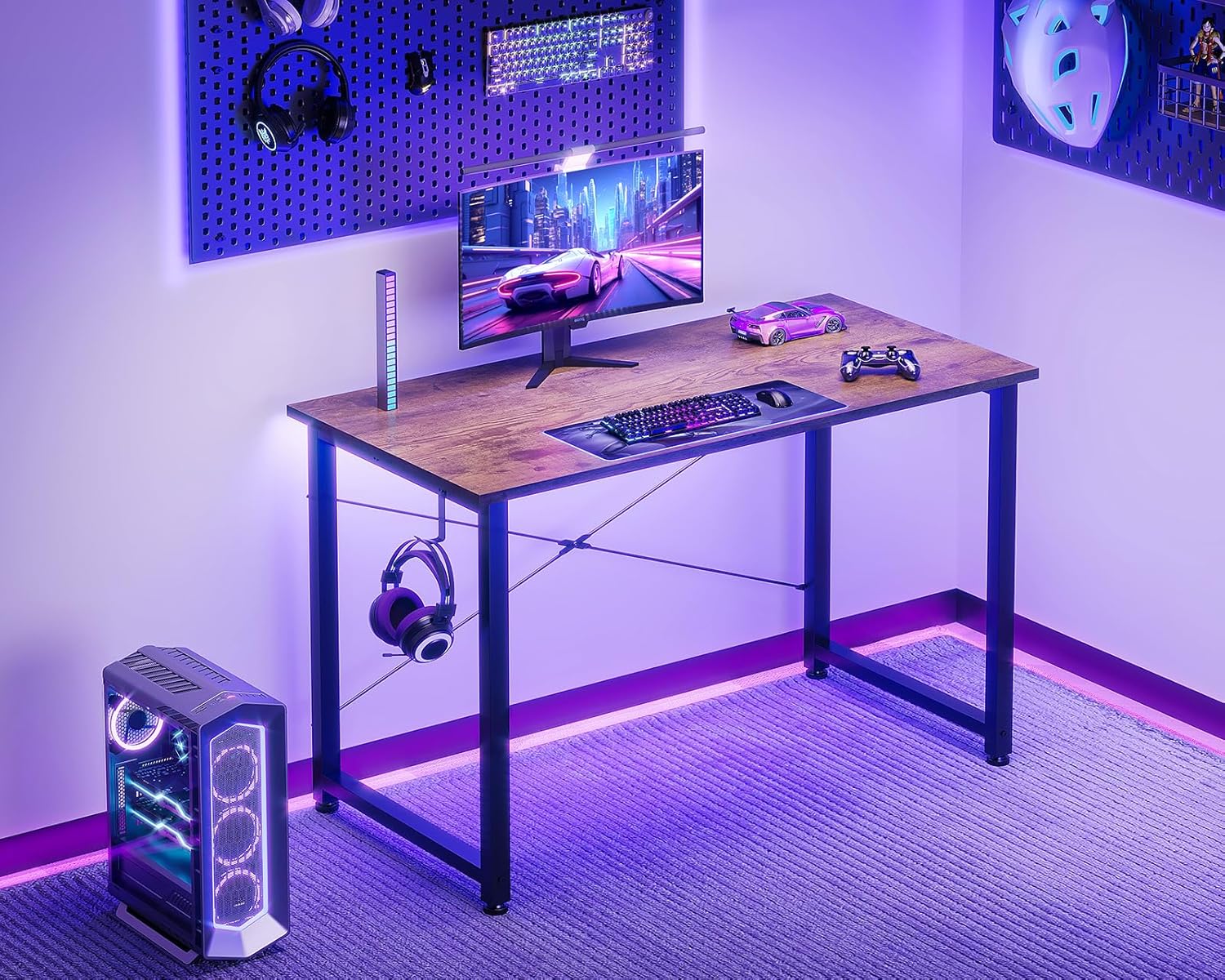 40 Inch Small Computer Desk for Home Office, Study Writing Table for Small Spaces, Simple Modern Desk with Headphone