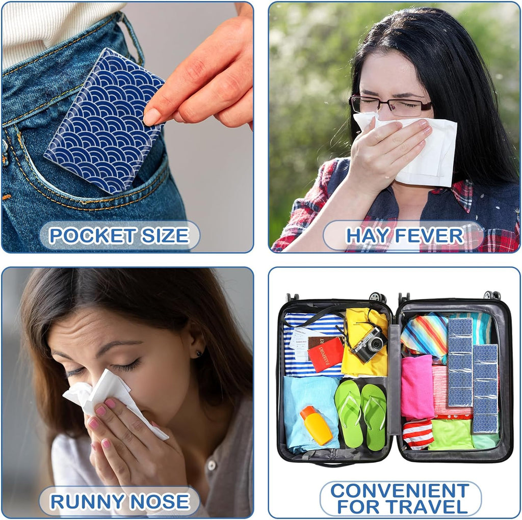 100 Pack Pocket Tissues Travel Bulk 1000 Sheet, Cool
