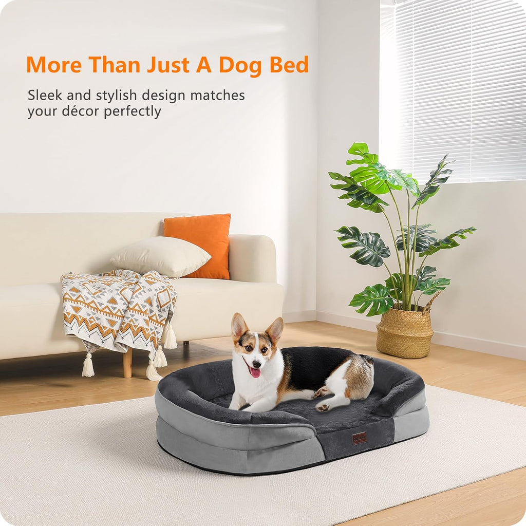 Orthopedic Dog Bed for Medium Dogs with Gel Memory Foam, Waterproof Dog Sofa, Washable Pet Bed with Four Sided