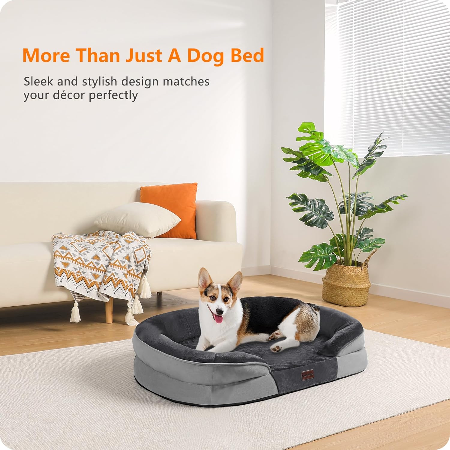 Orthopedic Dog Bed for Medium Dogs with Gel Memory Foam, Waterproof Dog Sofa, Washable Pet Bed with Four Sided