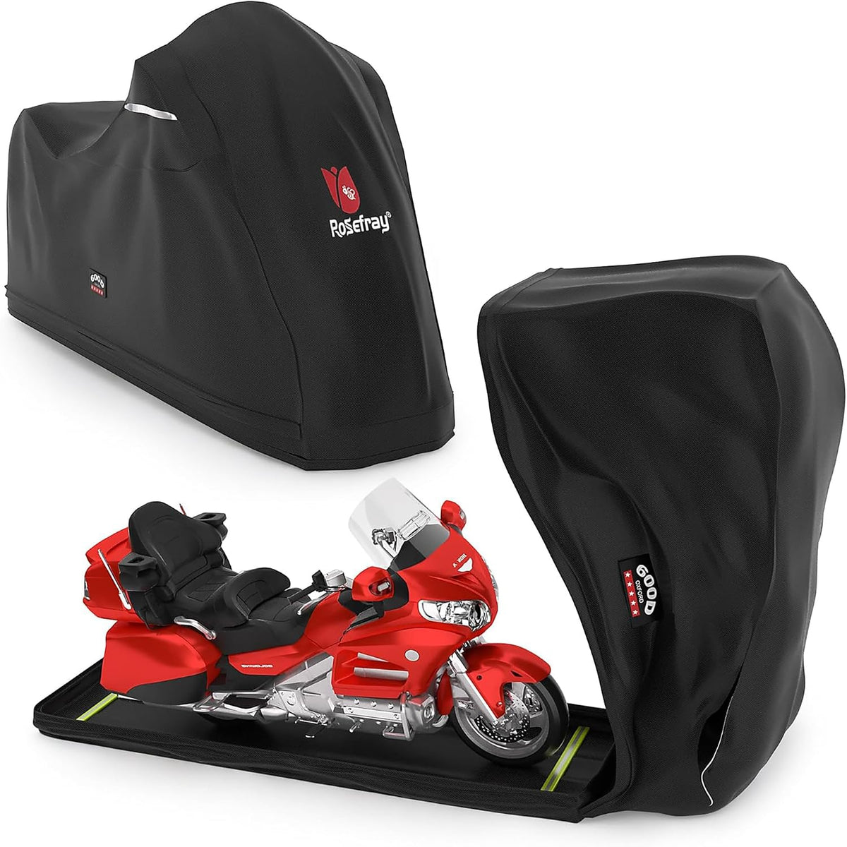 Full Enclosed Motorcycle Cover, 600D Heavy Duty Waterproof Outdoor Storage, Fits 118" Touring Motorcycles for Harley