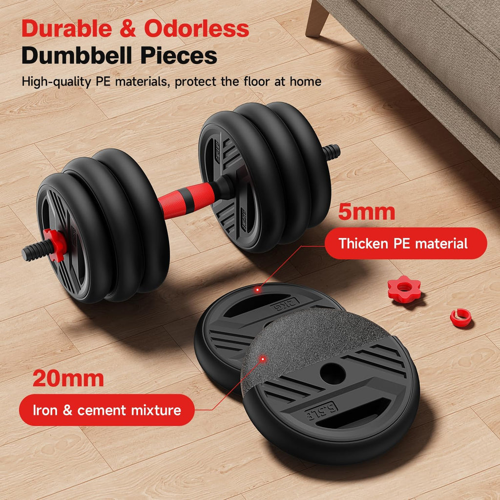 Adjustable Dumbbell Set, 20/30/45/70/90lbs Free Weight Set With Double Locknut, 5-in-1 Dumbbells Set Includes