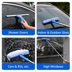Window Cleaning Kit with Bucket, 76" Extension Pole, Squeegee & Scrubber