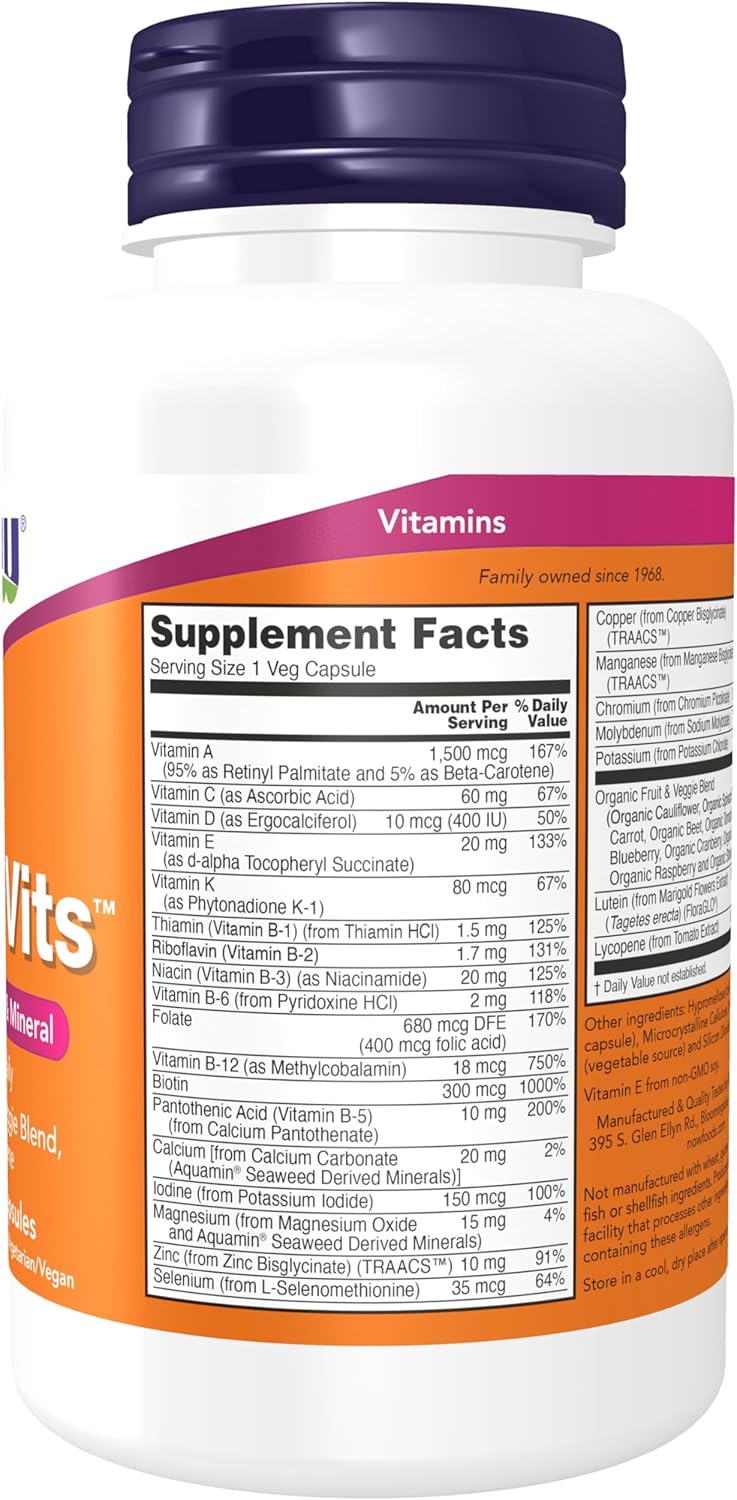 Supplements, Daily Vits with Fruit & Veggie Blend, Lutein and Lycopene, 120 Veg Capsules
