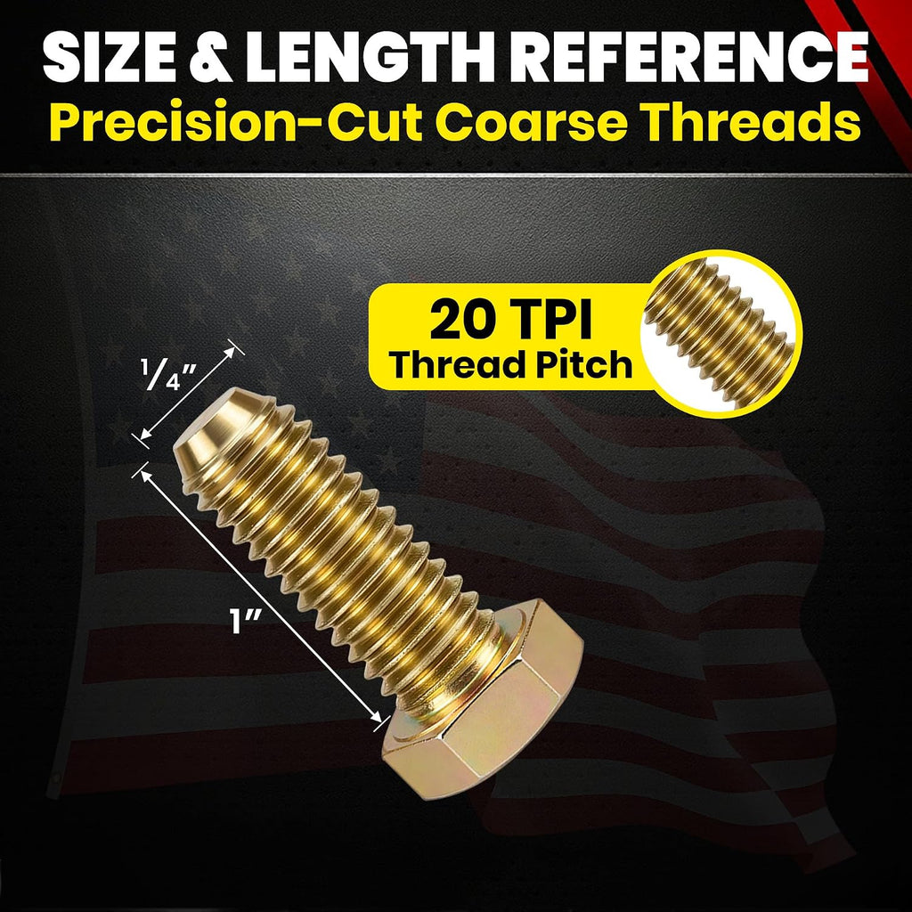 Chenango Supply 1/4-20 x 1 Grade 8 Hex Head Bolts
