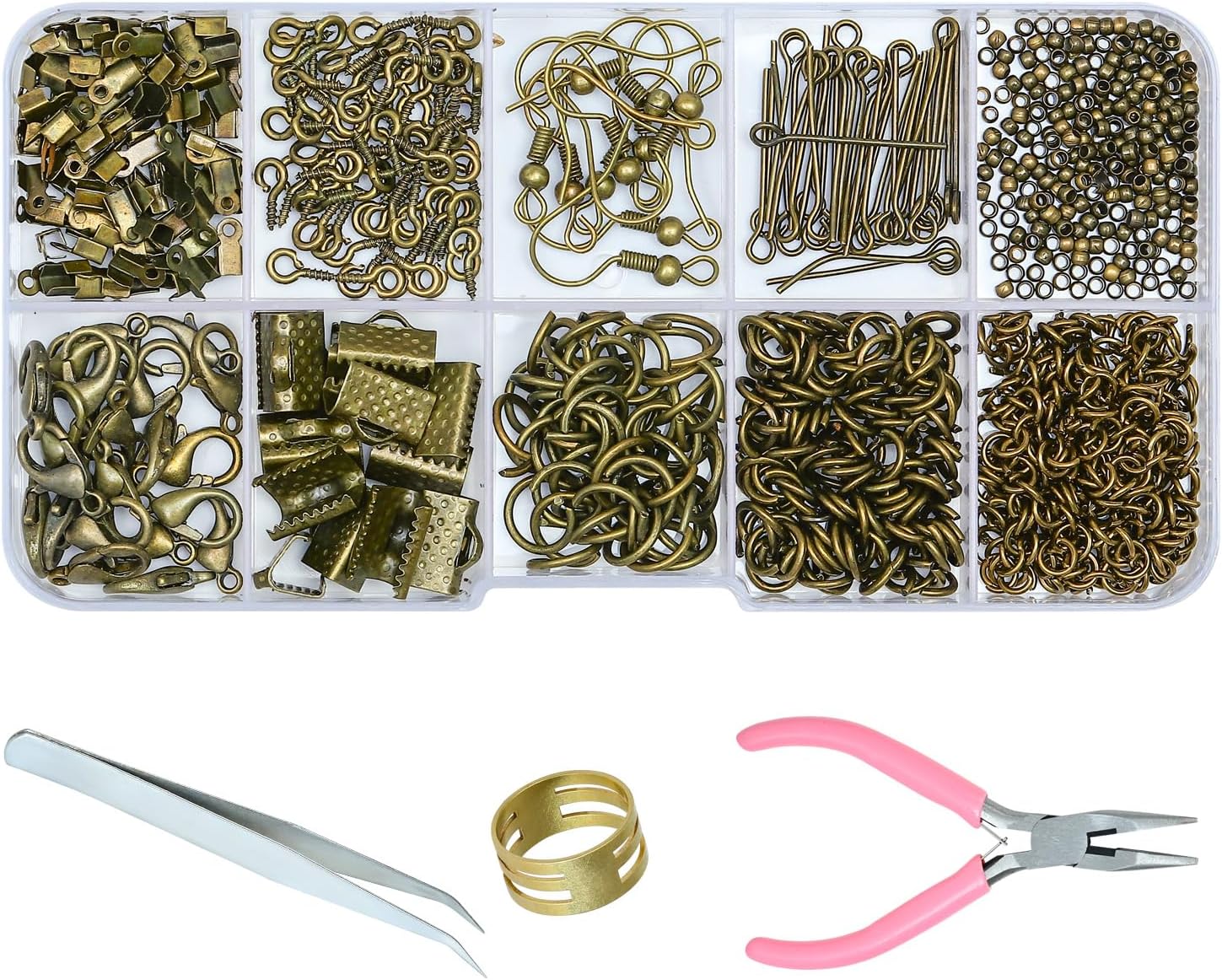 Jewelry Making Supplies Kit, Jewelry Repair Tools Kit with Pliers, Open Jump Rings, Lobster Clasps, Earring Hooks