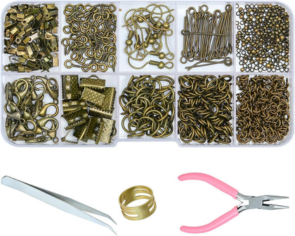 Jewelry Making Supplies Kit, Jewelry Repair Tools Kit with Pliers, Open Jump Rings, Lobster Clasps, Earring Hooks