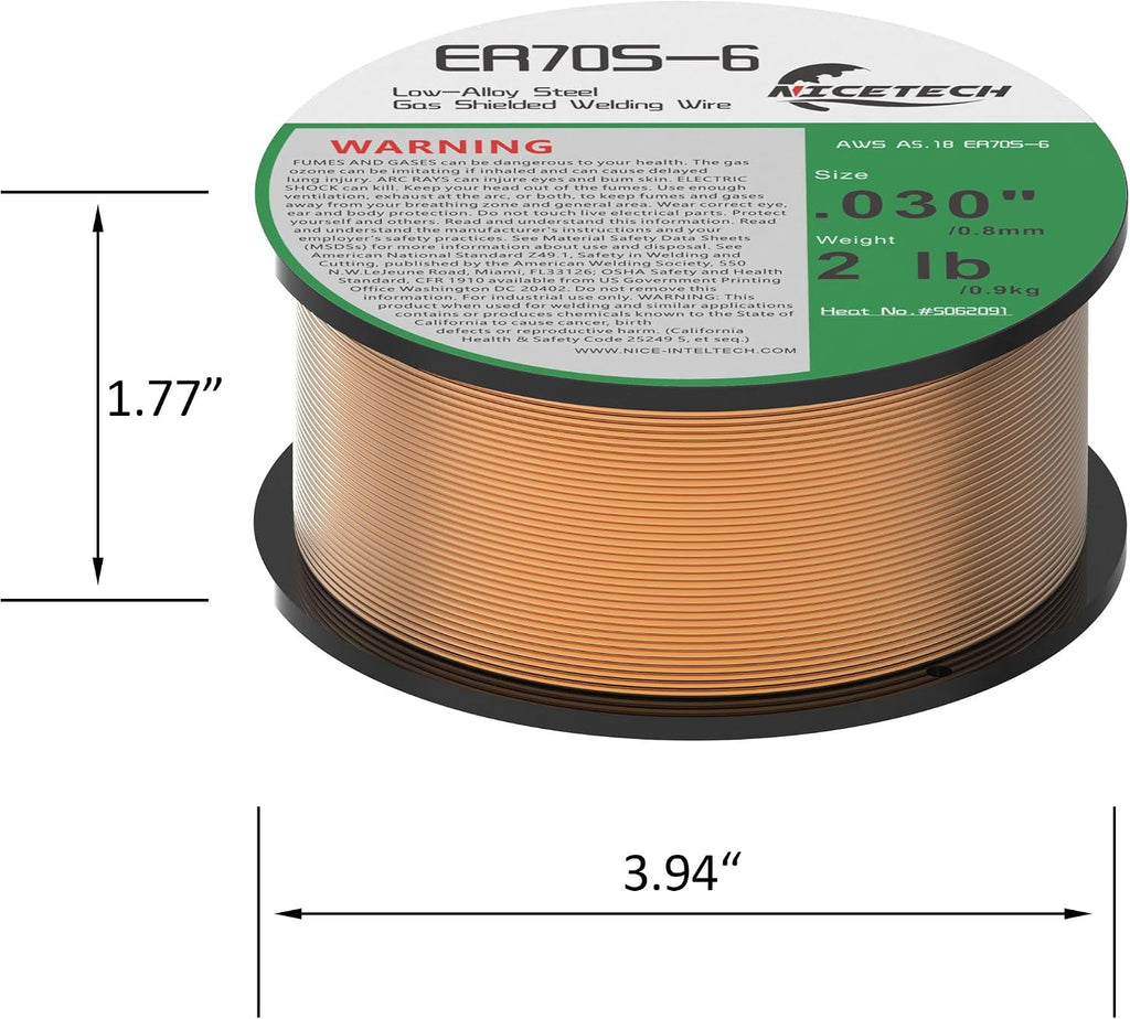 MIG Solid Welding Wire, Carbon Steel, ER70S-6 (3PK, .030" 2LB)