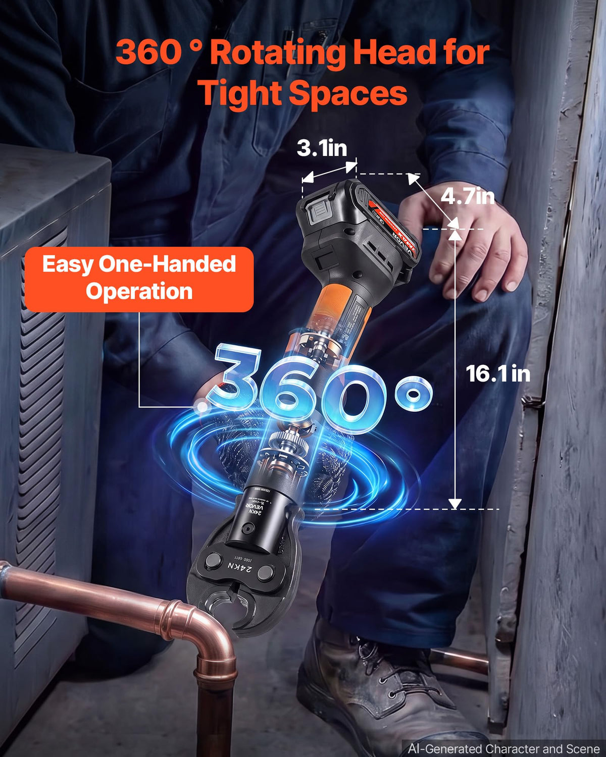VEVOR Press Tool, 18V Electric Pipe Crimping Tool (JAWS NOT INCLUDED)