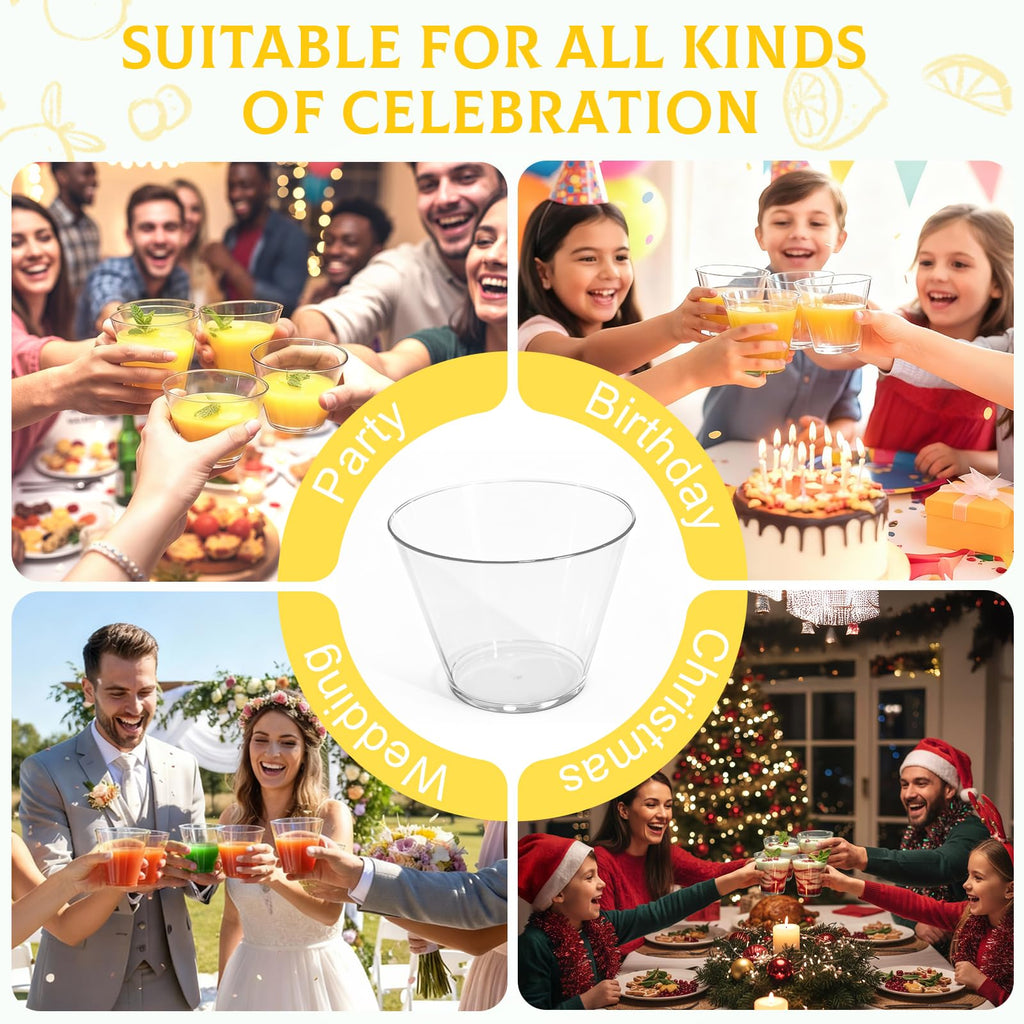 9 OZ Clear Disposable Plastic Cups Cocktail Cup 50 Pack