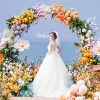 Wedding Arch 8.5FT Round Backdrop Stand Gold Circle Balloon Arch