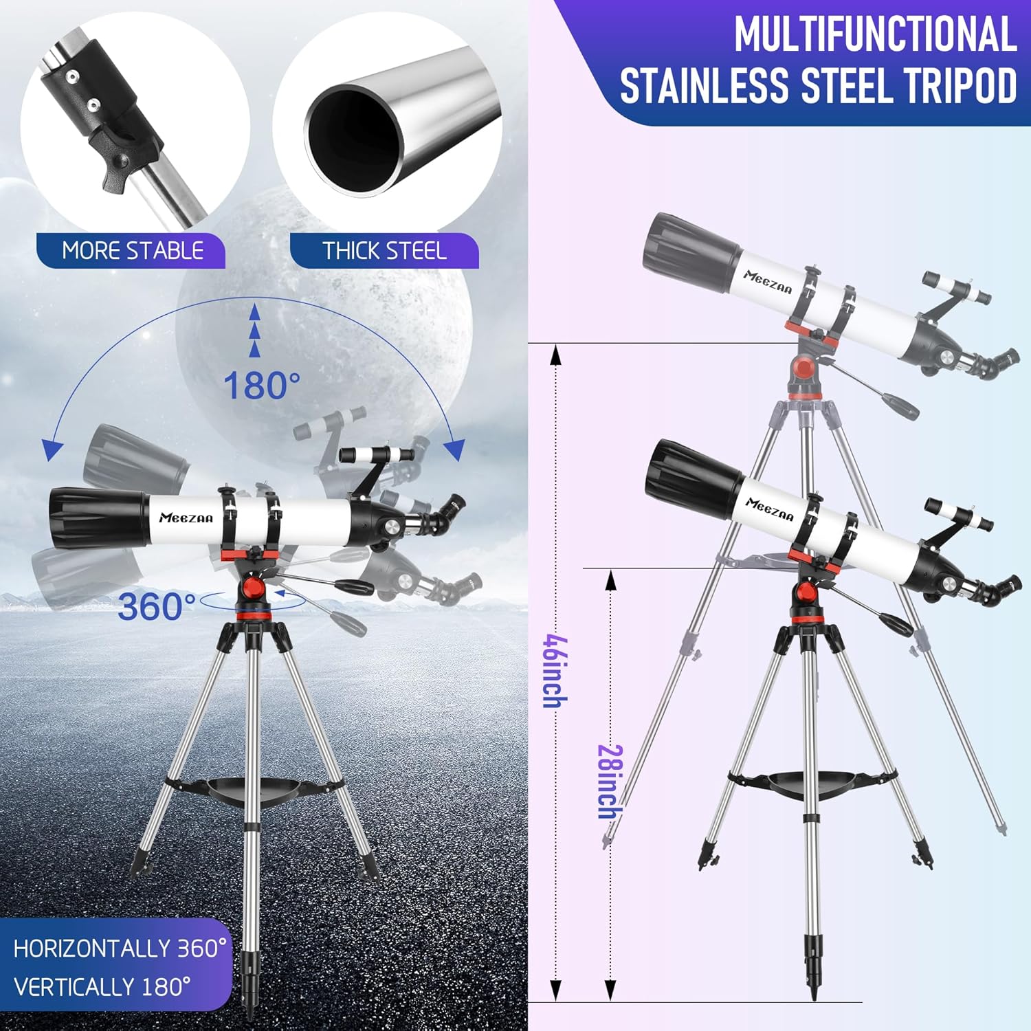Telescope for Adults High Powered, 90mm Aperture 800mm Refractor | Professional Telescopes, for Astronomy Beginners