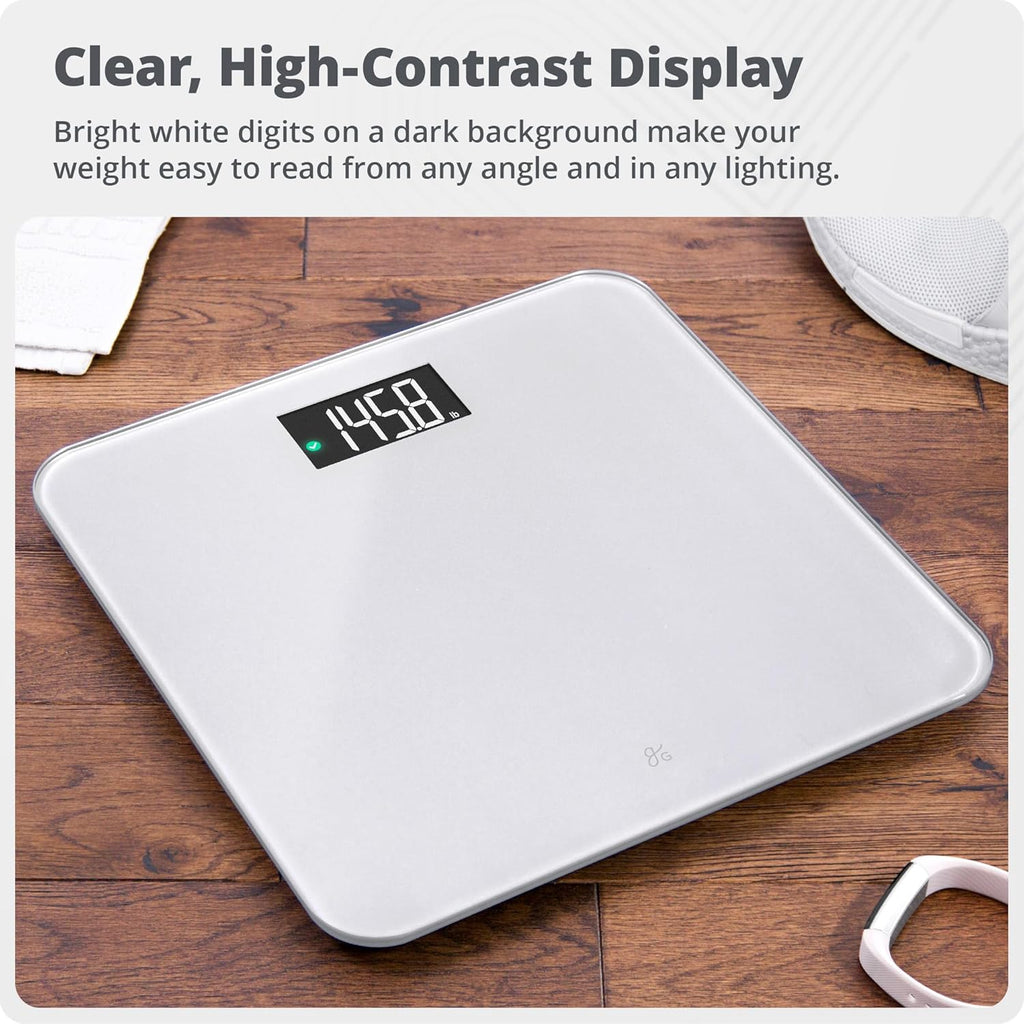 AccuCheck Digital Bathroom Scale for Body Weight (Pearl Gray) | Accurate Weight Scale with Double-Check Tech, Large