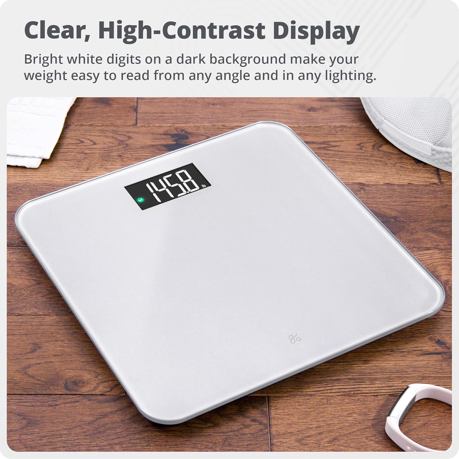 AccuCheck Digital Bathroom Scale for Body Weight (Pearl Gray) | Accurate Weight Scale with Double-Check Tech, Large