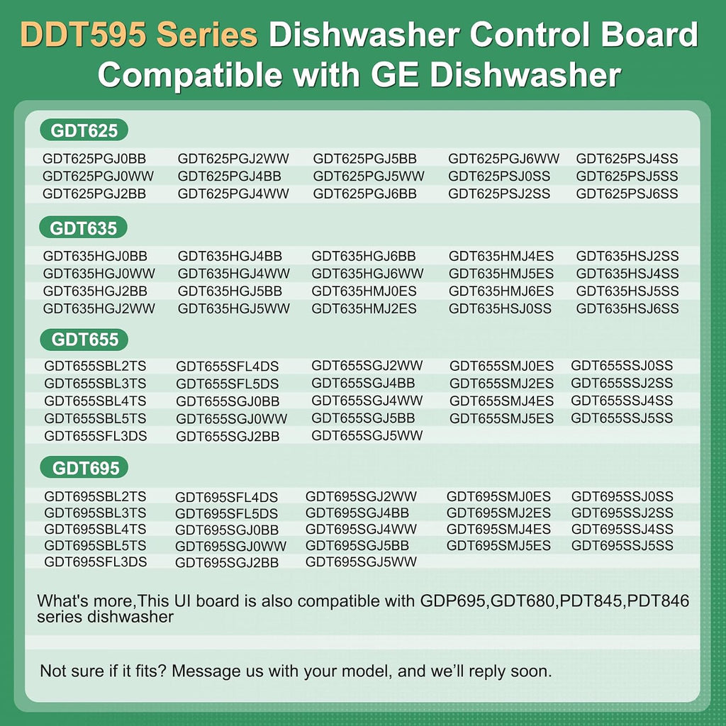 Dishwasher UI Board Compatible with GE GDT695 Series GDT695SGJ4WW