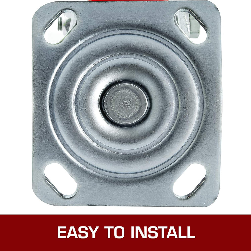 Caster Wheels Set of 4, 6" Heavy Duty Casters (2 Rigid and 2 Swivel Casters with Side Brake) Polyurethane Iron Core