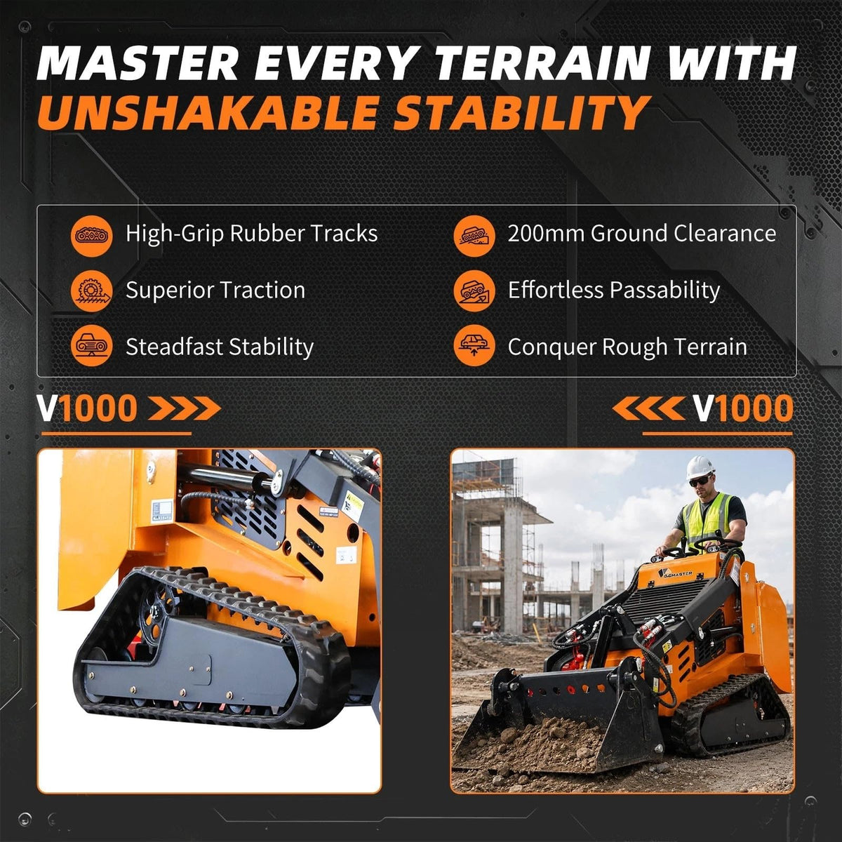 DS-V1000,1.8 Ton 24HP Mini Skid Steer Loader w/KUBOTA D1105EPA Diesel
