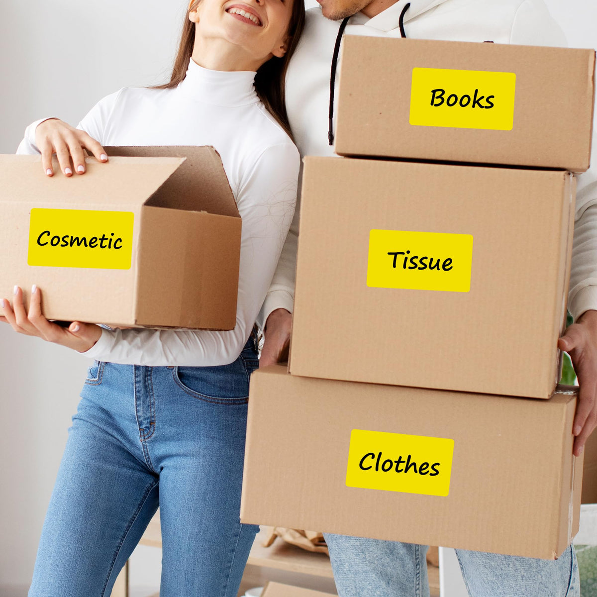3x5 inch Rectangle Color Code Sticker, 1000PCS Permanent Yellow Large Label