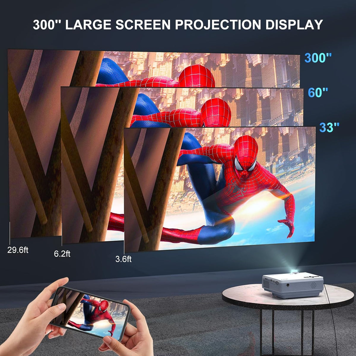 Projector with 5G WiFi & Bluetooth, Native 1080P 18000L Portable | Compact Outdoor Movie Projector, Home Theater
