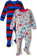 Baby Boys' And Toddler Long Sleeve 100% Cotton Zip-front One Piece Footed Pajama