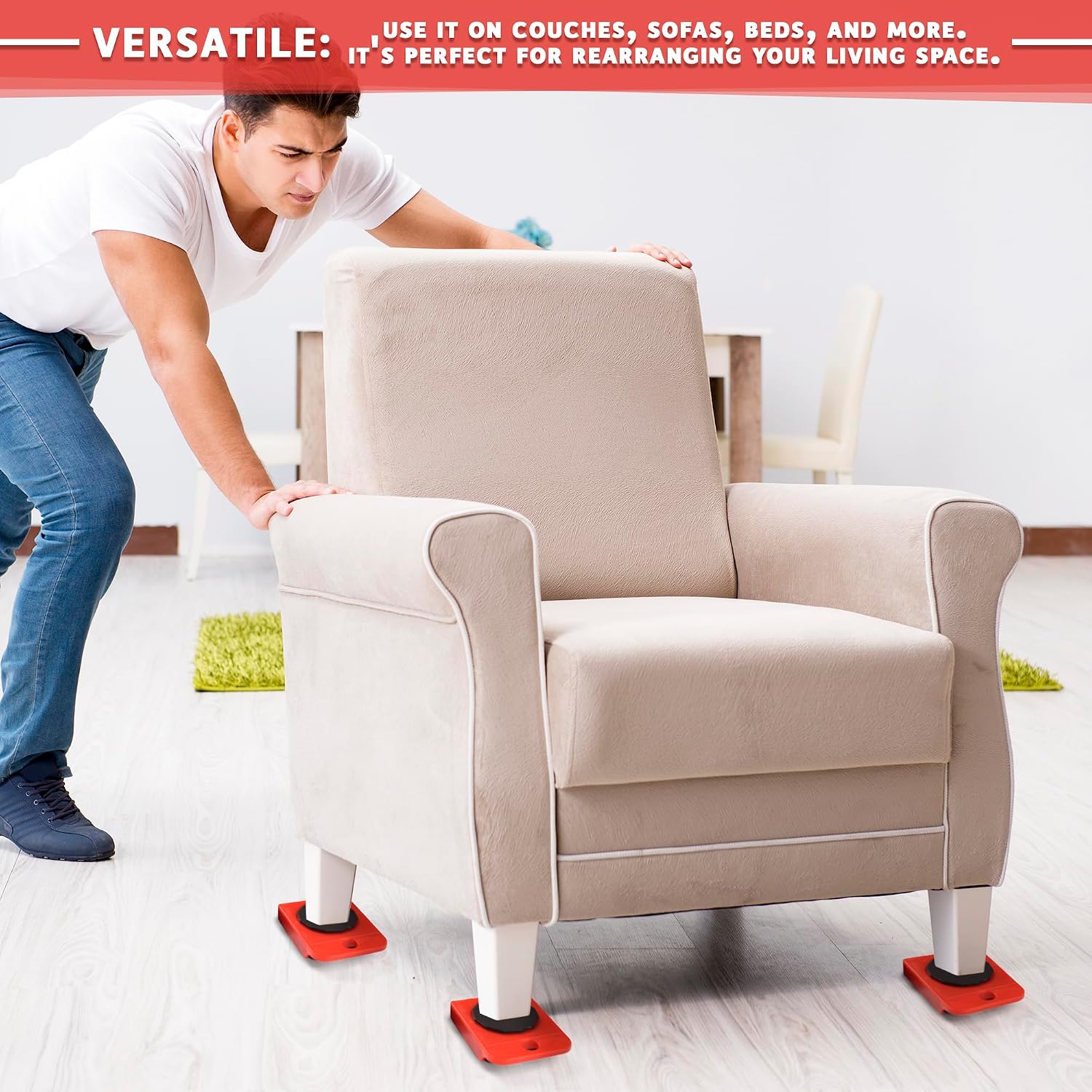 Furniture Lifter Tool with Sliders, Fridge Mover Set Up to 220 Lbs | Sofas, Tables, and Dressers Glide Easily with